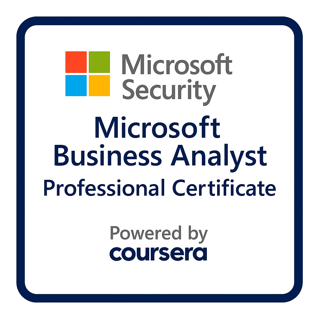 Microsoft Business Analyst Professional Certificate — Credly Verified Digital Badge
